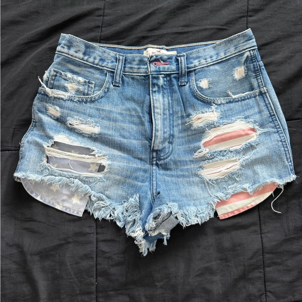 Hollister Light Blue Distressed Jean Shorts
